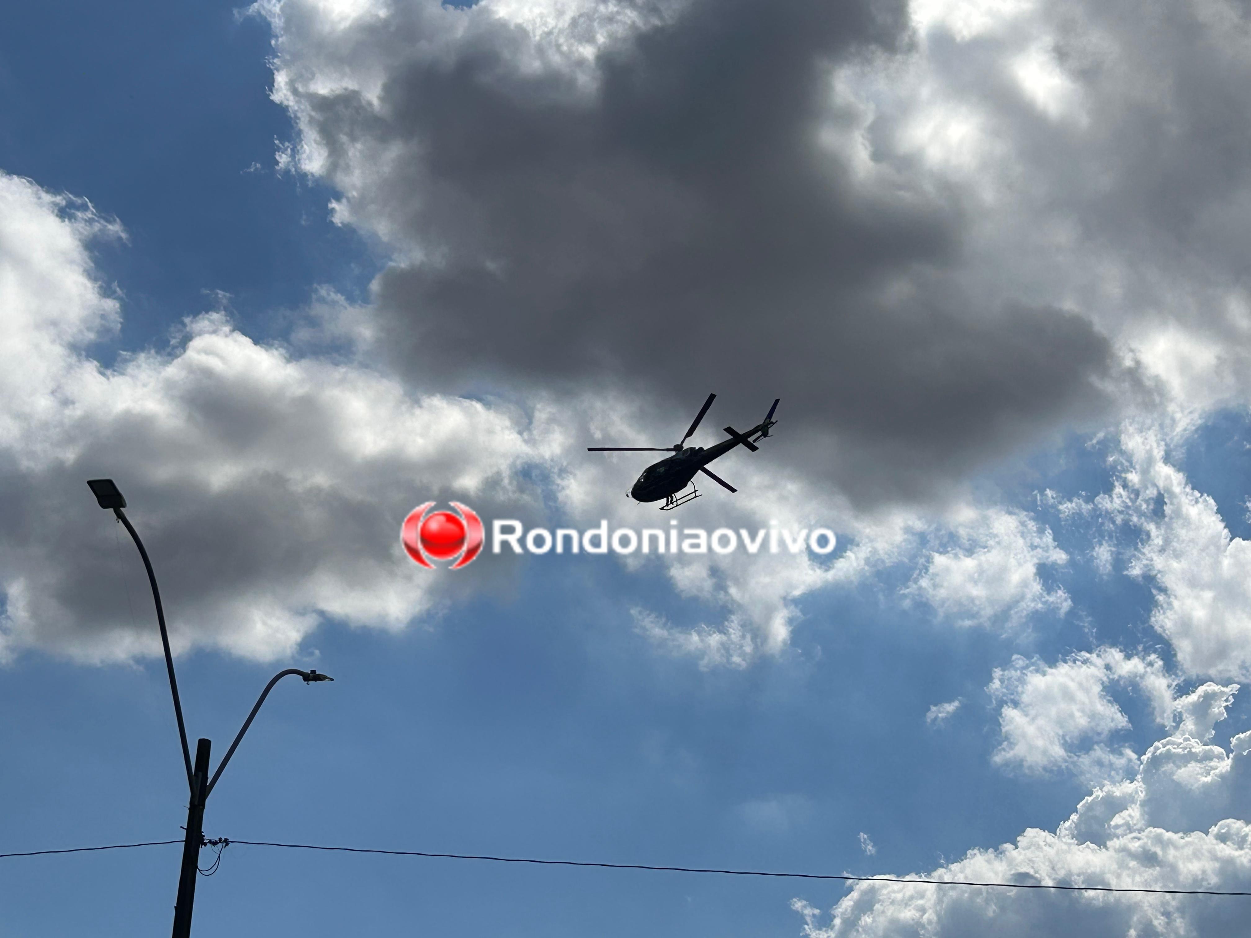URGENTE: Polícia com helicóptero faz buscas para tentar prender ladrões de residência
