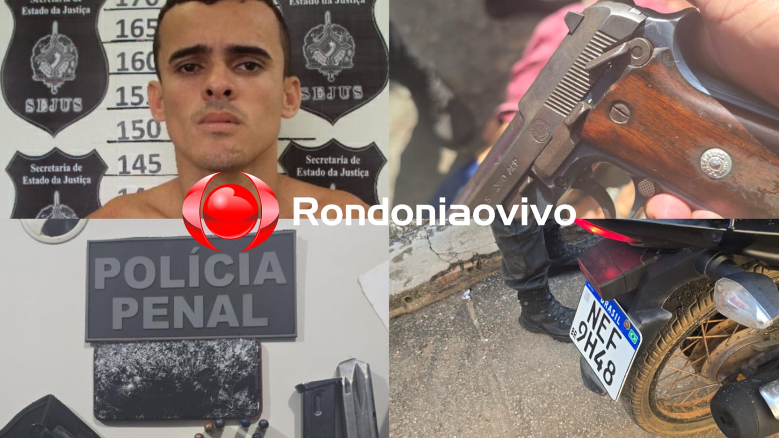 NA CALAMA: Polícia Penal prende monitorado com pistola e moto clonada 