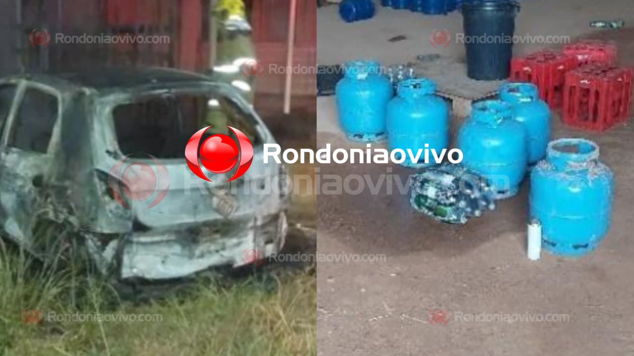 CELTA BRANCO: Carro incendiado foi roubado de comércio com moto e outros objetos 