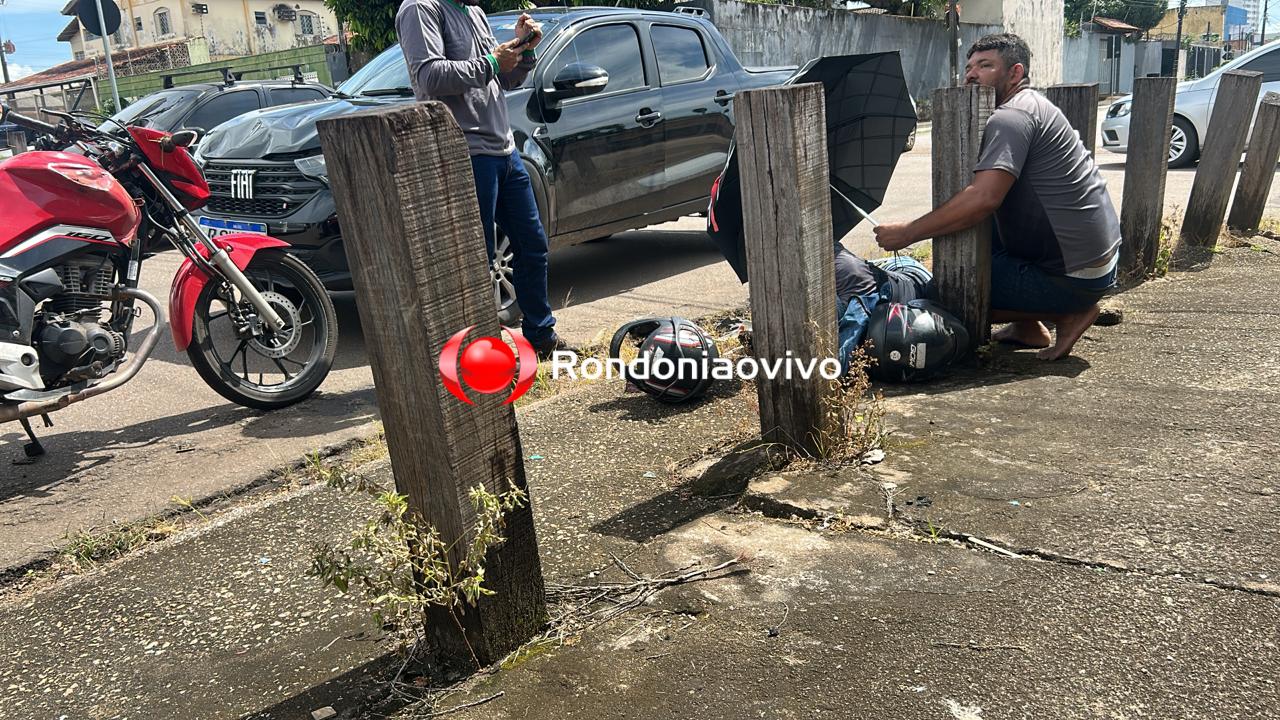 URGENTE: Motociclista vai parar em calçada em grave acidente na 7 de Setembro