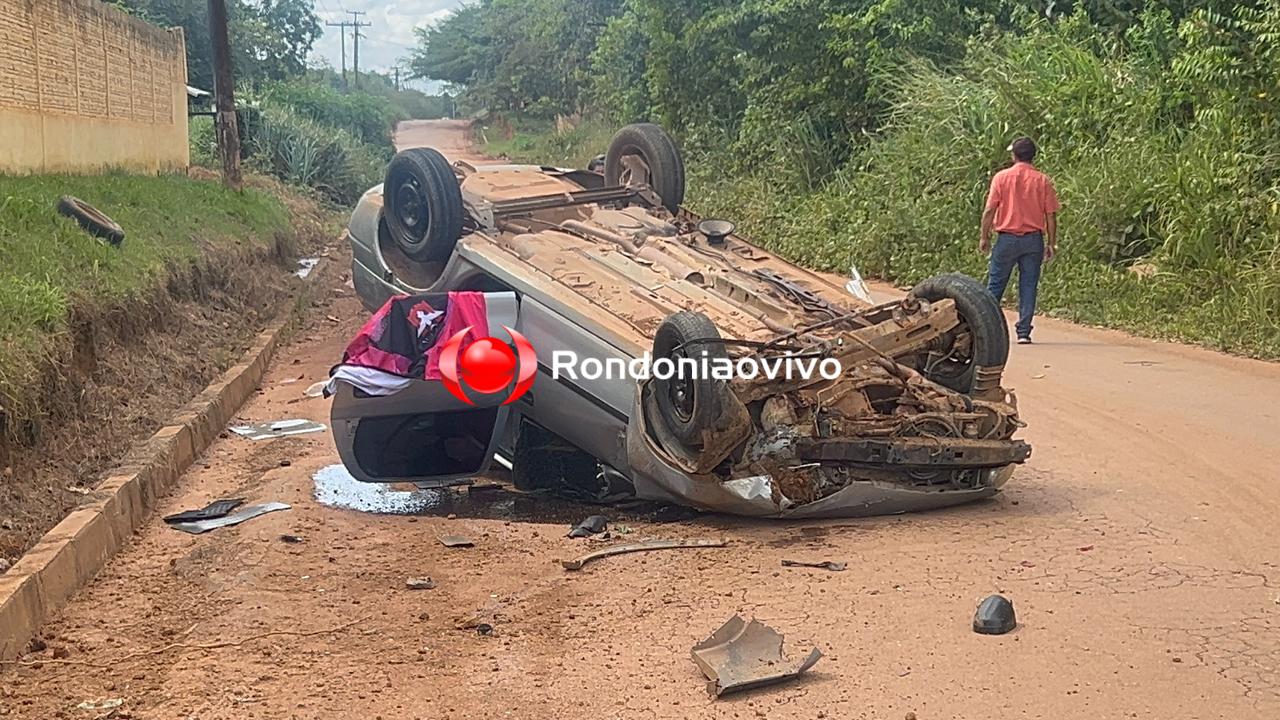 URGENTE: Bandidos capotam carro após assalto na capital