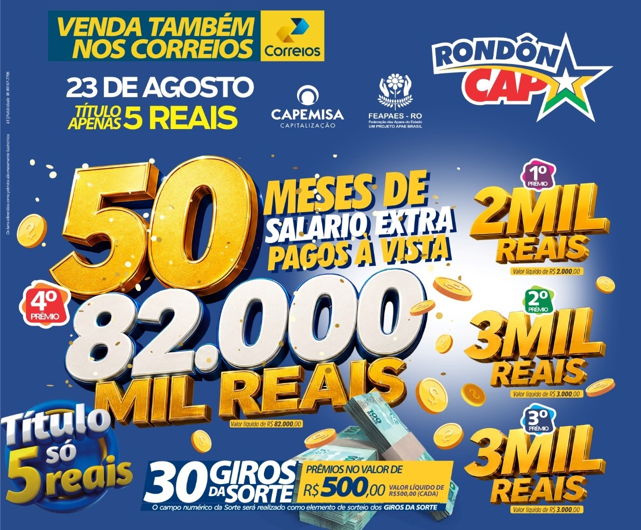 RONDONCAP: Com R$ 5 você ajuda APAES e pode adiantar 50 meses de salário extra