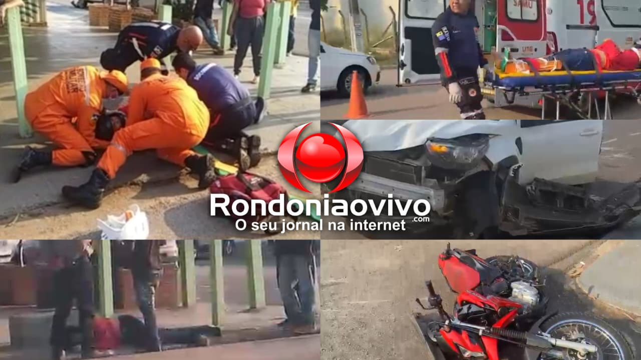 URGENTE: Motociclista é arremessado em calçada após motorista cruzar preferencial
