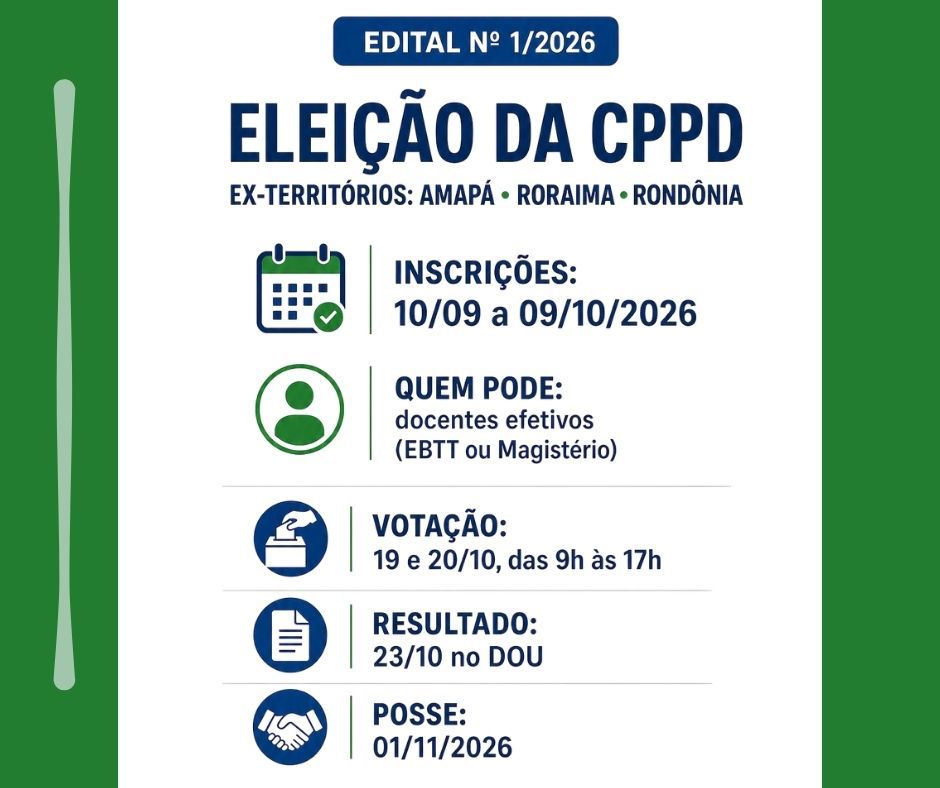 EX-TERRITÓRIOS: Publicado edital para eleição da Comissão Permanente de Pessoal Docente