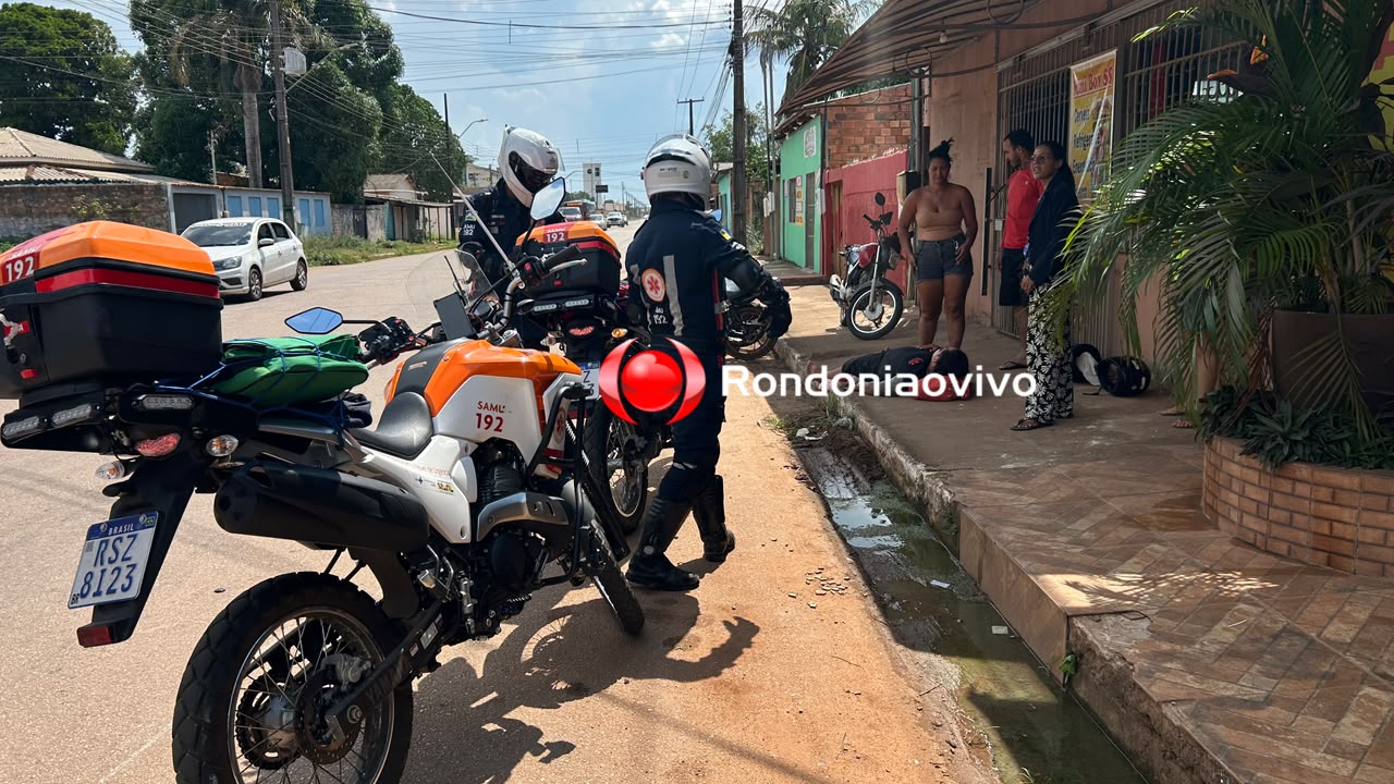 URGENTE: Motociclista sofre grave acidente para não atropelar mulher e criança
