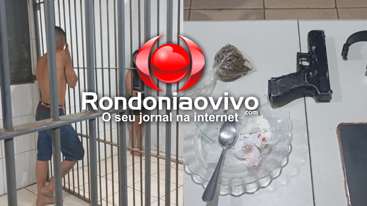 NA VARANDA:  PM surpreende casal preparando drogas, encontra arma e tornozeleira