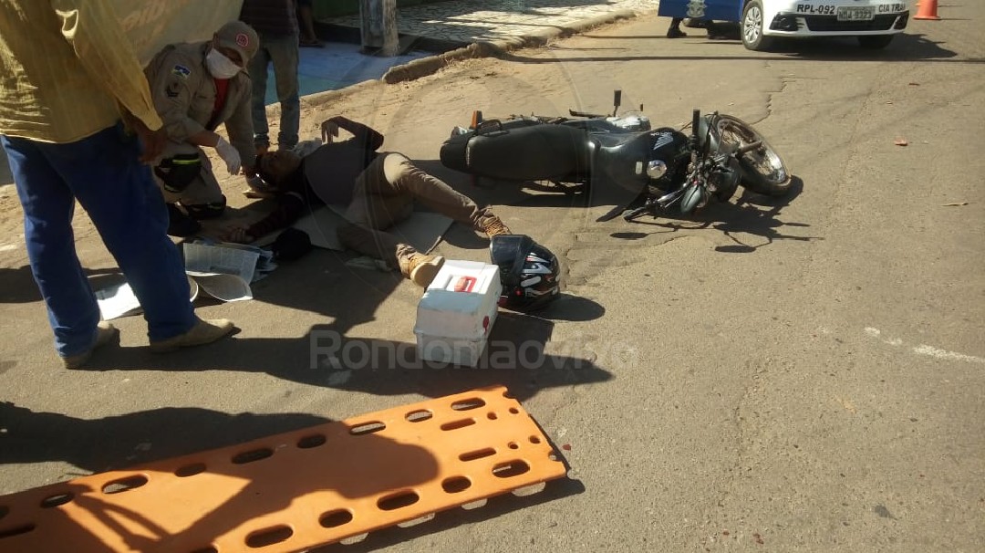 CLAVÍCULA: Acidente envolvendo carro da prefeitura deixa motociclista com fratura