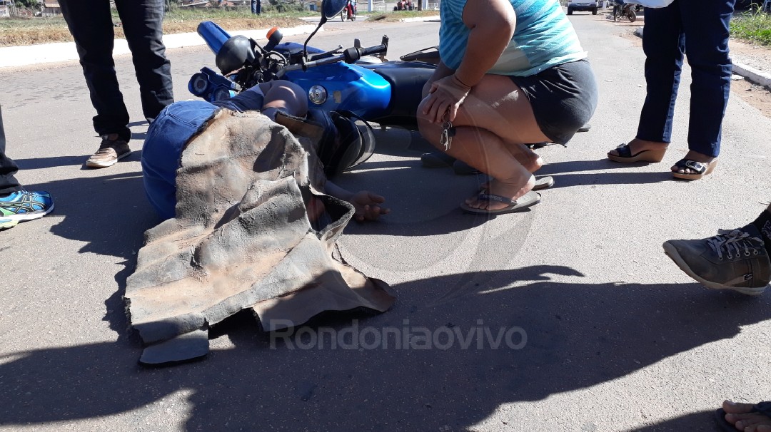 MAL SÚBITO: Motociclista fica gravemente ferido após perder controle da direção e sofrer queda