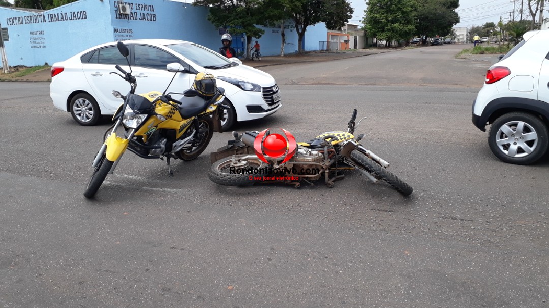 CLAVÍCULA: Mototaxista avança preferencial e sofre fratura ao ser atropelado por carro