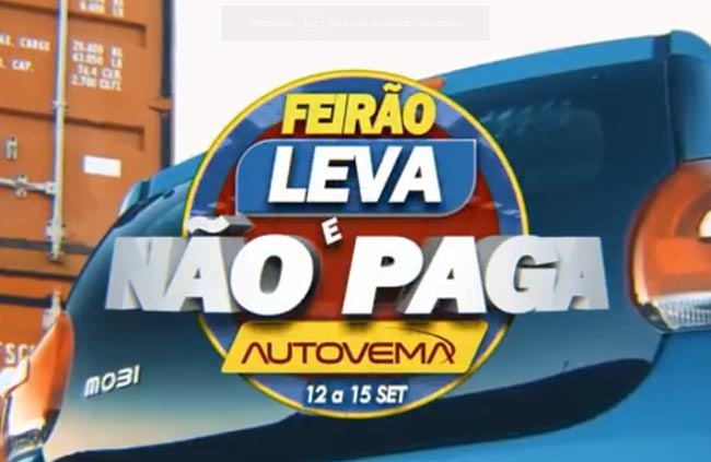 Fiat Autovema realiza Feirão 'Leva e não paga' a partir desta quinta