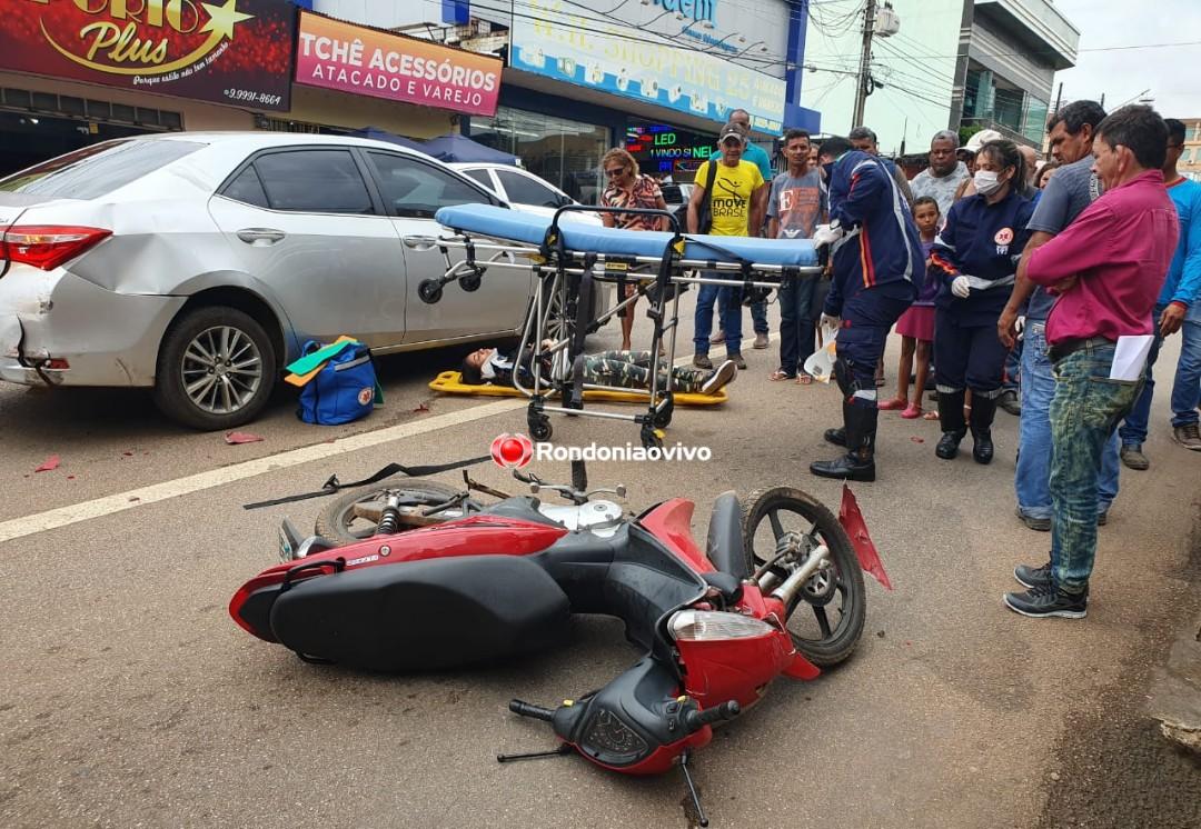 FRATURA: Mulher fica lesionada após bater moto em carro parado na 7 de Setembro