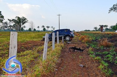 Motorista perde controle de veículo e  capota na RO-383 