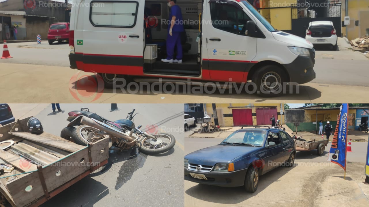 ACIDENTE: Motociclista fica ferido após bater no reboque de carro na Três e Meio