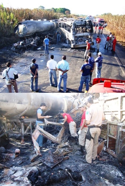 Sobe para 16 número de mortes entre ônibus e carreta; ônibus era fretado por ONG  - Fotos