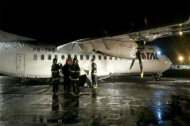 Avião atropela anta em pista de aeroporto em Manaus