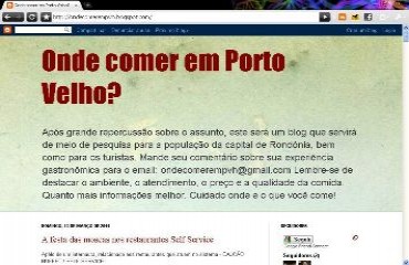 SAÚDE - Blog dissemina campanha para melhorar qualidade dos restaurantes de Porto Velho
