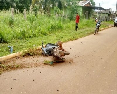 Motociclista fica gravemente ferido em acidente de trânsito