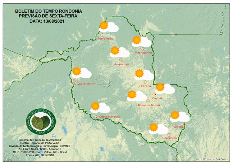 CLIMA: Confira a previsão do tempo para esta sexta-feira (13) em Rondônia 