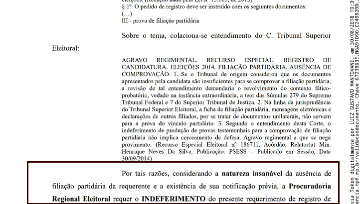 DESCOBERTA: MPE comprova que PSL usou candidata não filiada para completar cota