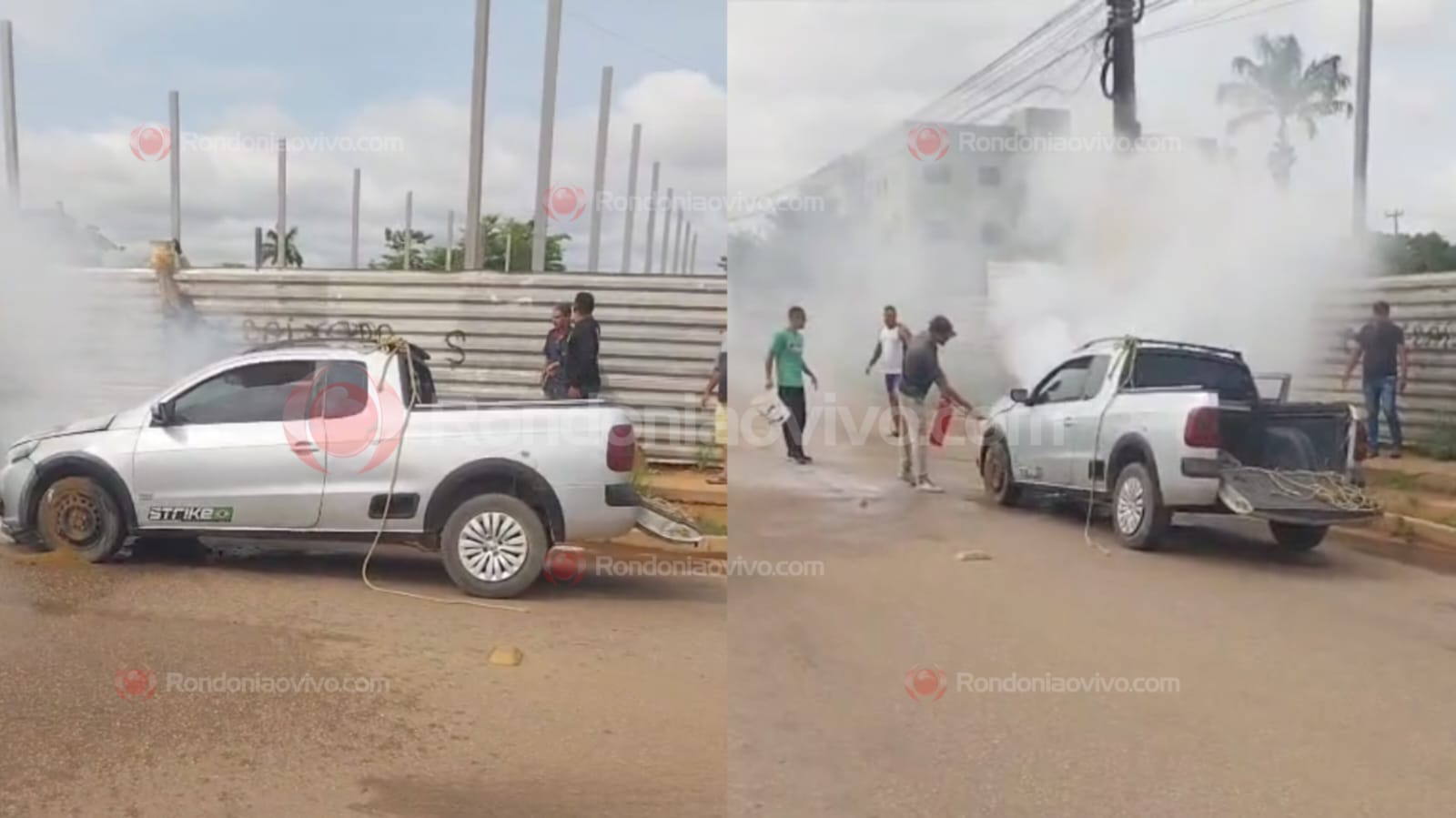 VÍDEO: Carro pega fogo no meio de avenida em Porto Velho