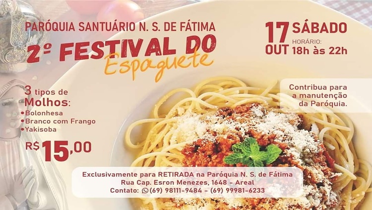 Concorra a um convite para o 2° Festival de Espaguete neste sábado