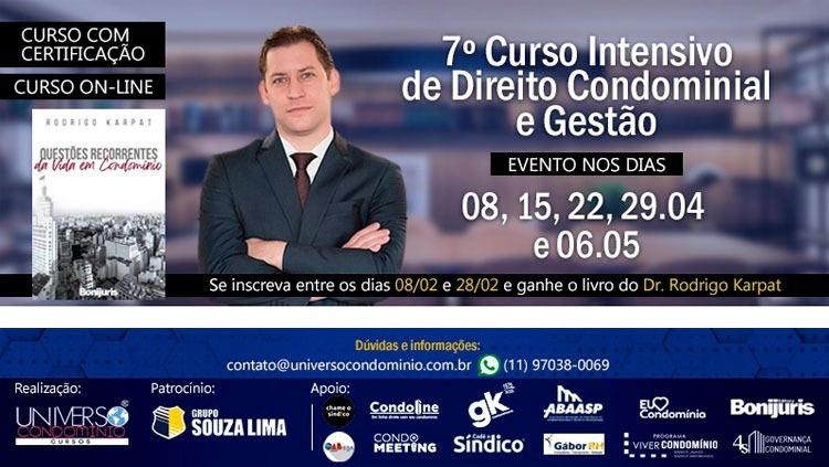 OPORTUNIDADE: Continuam inscrições do 7º Curso Intensivo de Direito Condominial e Gestão