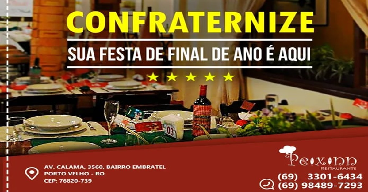 EXCLUSIVIDADE:  Peixinn Restaurante está de portas abertas para as confraternizações de final de ano