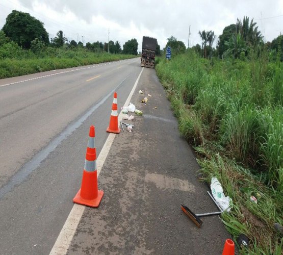 FATAL: Idoso morre atropelado por caminhão na BR-364