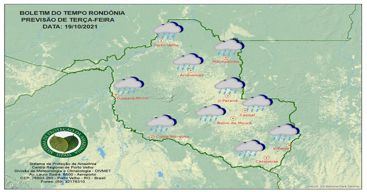 CLIMA: Confira a previsão do tempo para esta terça-feira (19) em Rondônia 