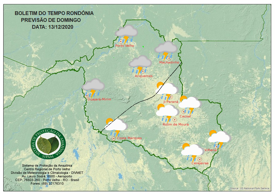 CLIMA: Veja a previsão do tempo para este domingo (13) em Rondônia