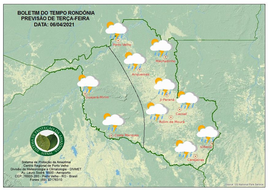 CLIMA: Veja a previsão do tempo para esta terça-feira (6) em Rondônia