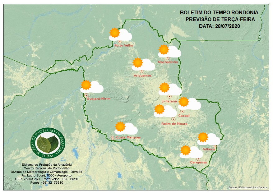 CLIMA: Confira a previsão do tempo para esta terça-feira em Rondônia