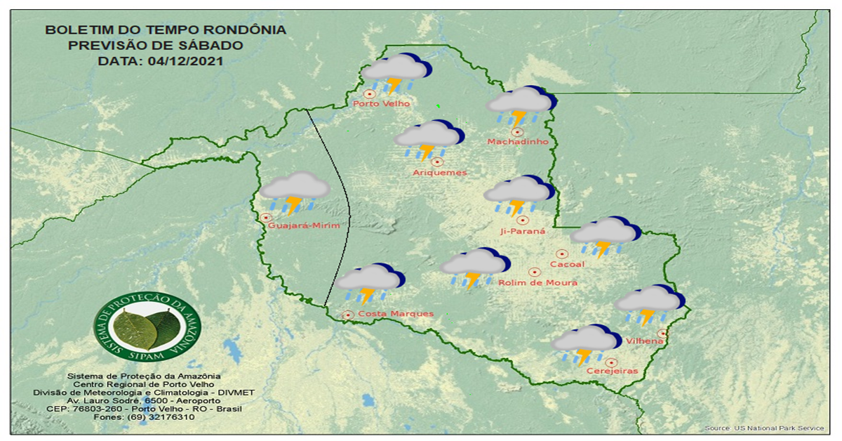 CLIMA: Confira a previsão do tempo para este sábado (04) em Rondônia 