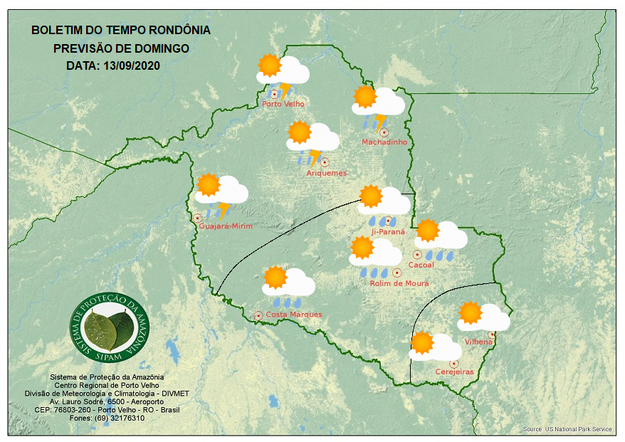 PREVISÃO DO TEMPO: Chuva cai com forte intensidade também no domingo em Rondônia