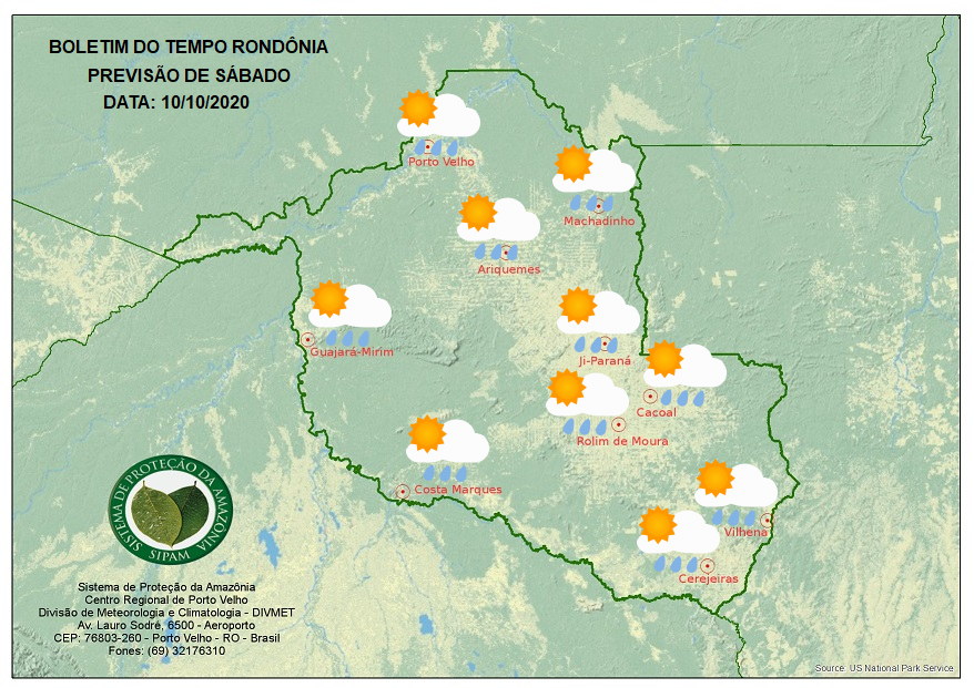 CLIMA: Veja a previsão do tempo para este sábado (10) em Rondônia