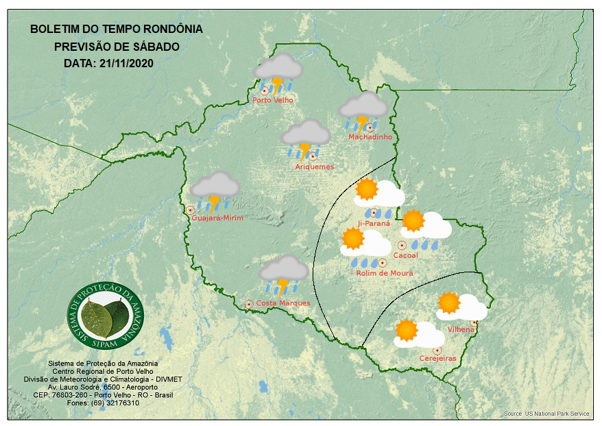 BOLETIM DO TEMPO: Veja a previsão do tempo para este sábado (21) em Rondônia
