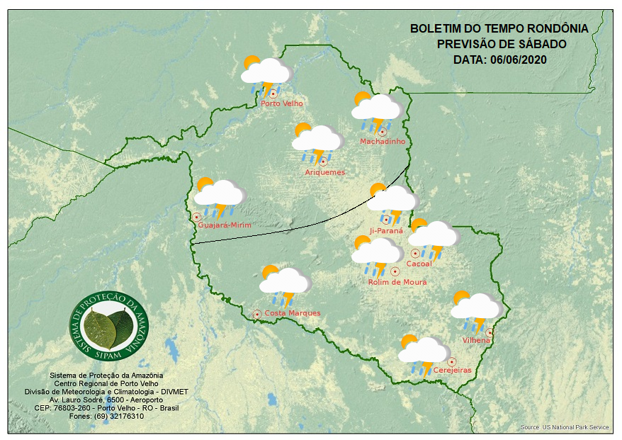 CLIMA: Sipam prevê chuva para este sábado (6) em todo o Estado 