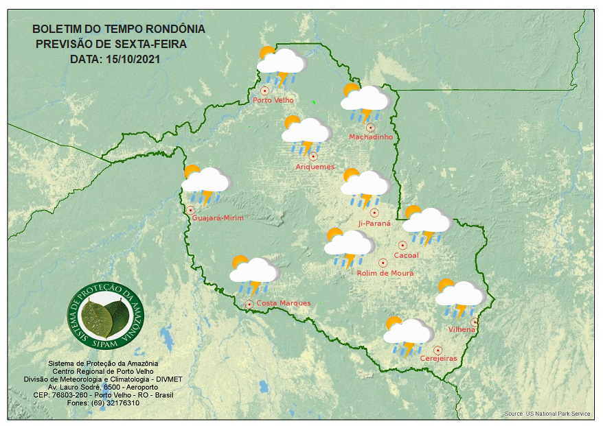 PREVISÃO DO TEMPO: Tempo abafado deve provocar pancadas de chuva nesta sexta (15) em RO