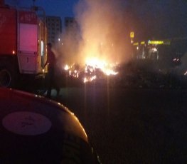 SUSTO - Incêndio próximo a posto de combustíveis  mobiliza bombeiros; VÍDEO 