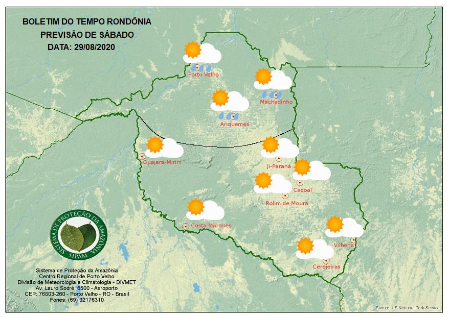 CLIMA: Confira a previsão do tempo para este sábado, 29, em Rondônia