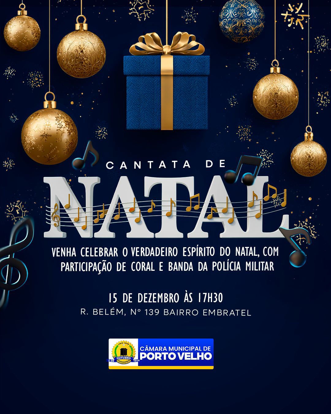 CÂMARA MUNICIPAL: Cantata de Natal ocorre na segunda (15) em Porto Velho 