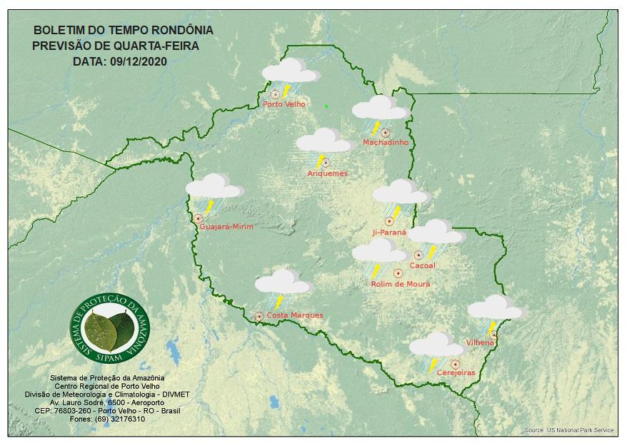 CLIMA: Veja a previsão do tempo para esta quarta-feira (9) em Rondônia