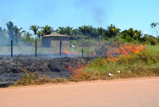 Fogo se alastra e quase atinge residências na capital