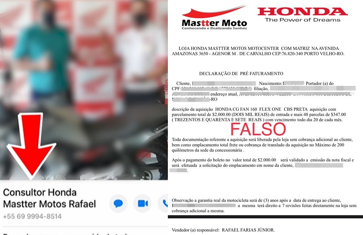 ALERTA DE CUIDADO: Golpista está se passando por vendedor de motos em Porto Velho; vídeo