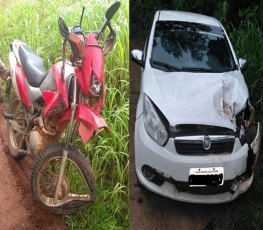 RO-463: Acidente entre carro e moto deixa uma pessoa seriamente ferida