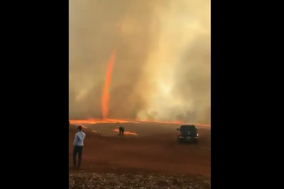 VÍDEO: Redemoinho de fogo causado por queimadas assunta internautas