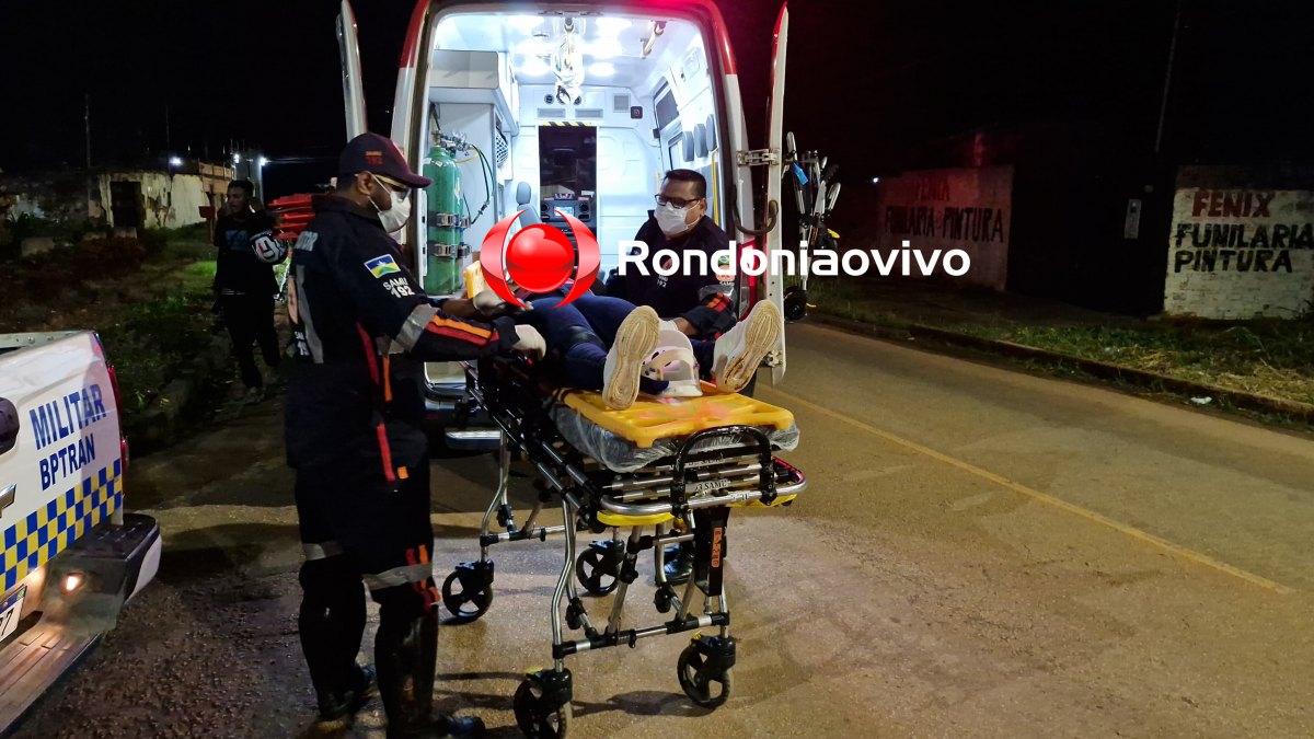 DERRUBOU: 'Caramelo' atravessa na frente de moto e deixa jovem de 23 anos ferida