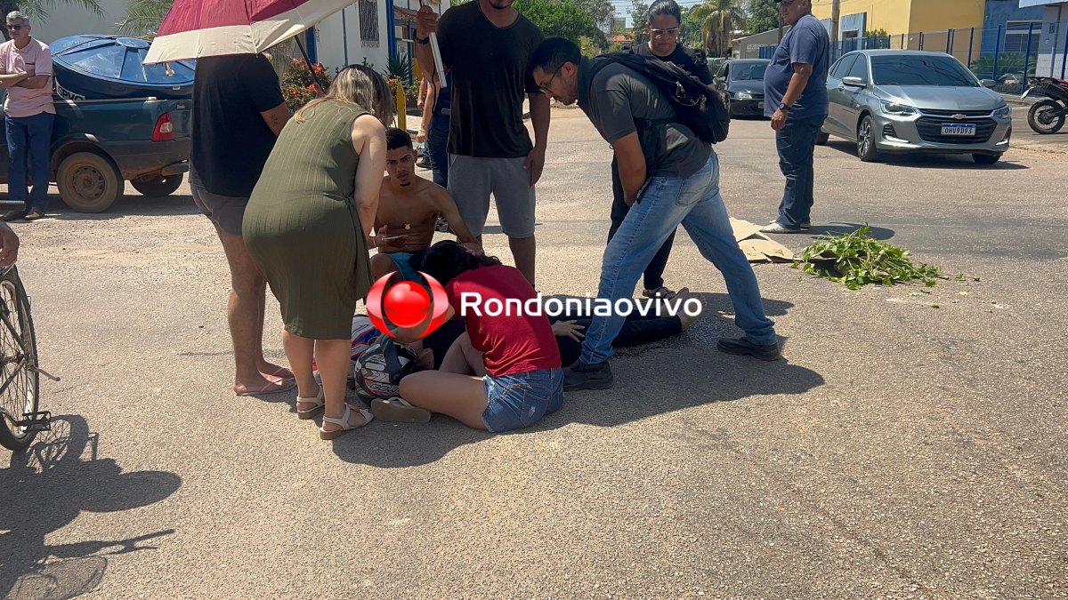 VÍDEO: Passageira de moto fica ferida após motorista avançar