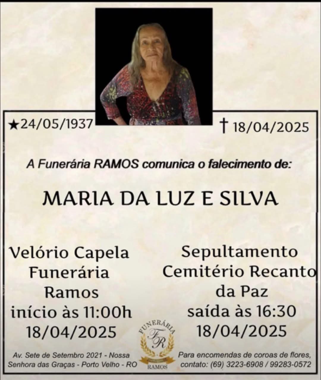 LUTO: Despedida de uma Pioneira – Maria da Luz e Silva  24/05/1937 – 18/04/2025