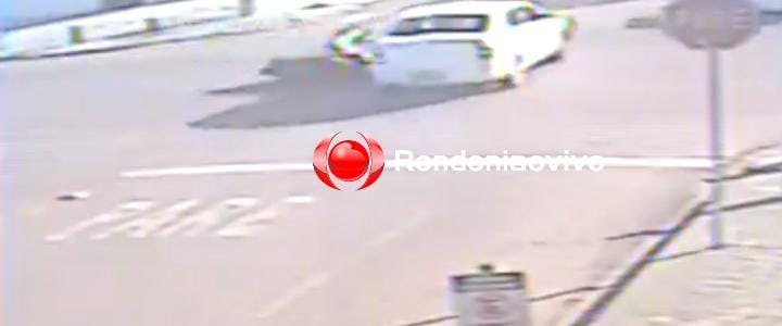 MOTORISTA FUGIU: Vídeo mostra acidente que deixou motociclista ferida na Rafael Vaz 